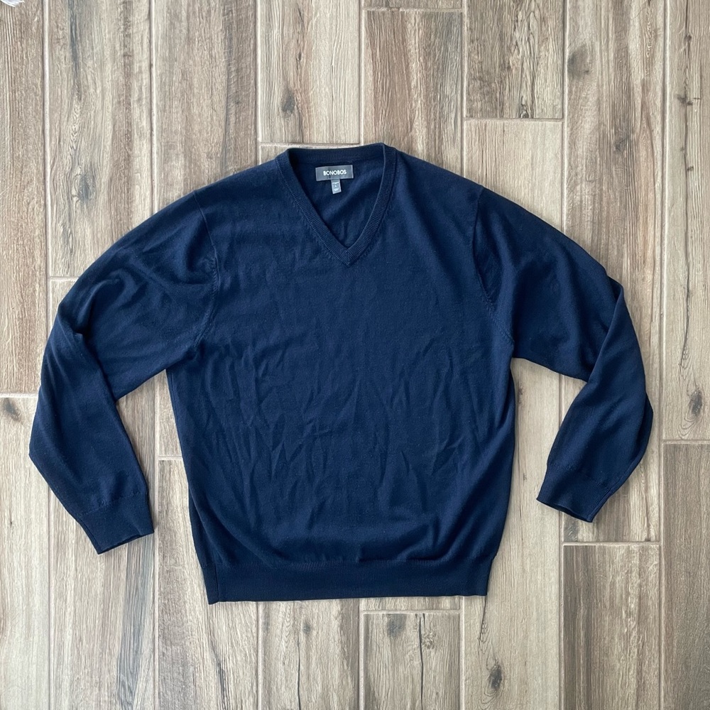 Mens Bonobos V-Neck Merino Wool Sweater